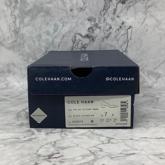 Cole Haan Women's 7B Black Leather The Go-To Block Heel Pump 45mm Slip On S1-15 - Picture 10 of 11